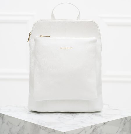 Dámský kožený batoh jednoduchý - bílá -