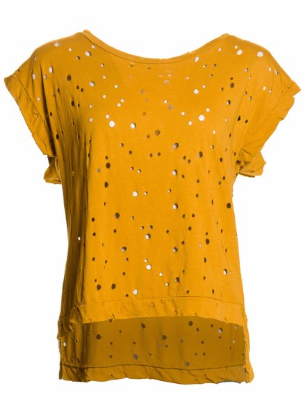 Dámské děrované tričko - žlutá -