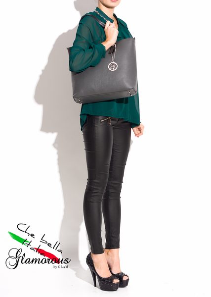 Dámská kožená kabelka se zapínáním šedá -