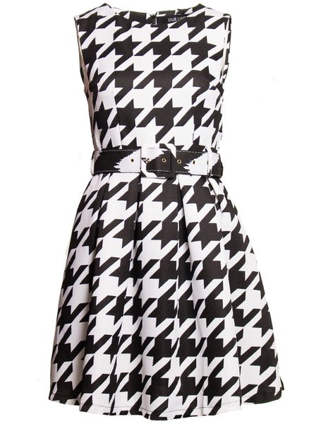 Dámske čierno - biele šaty A strih s opaskom -