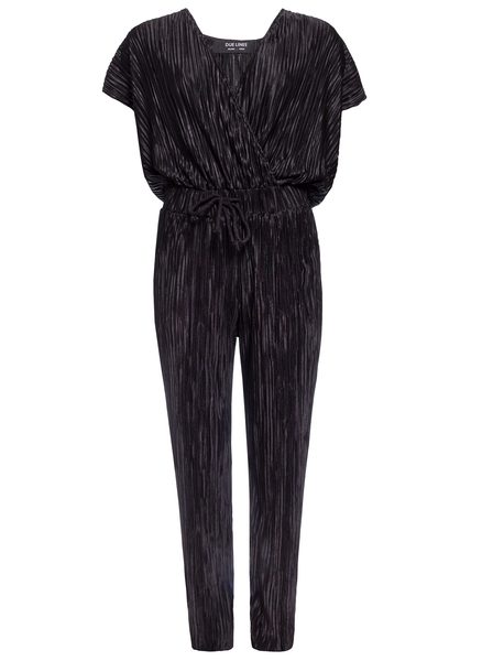 Dámský elegantní overal lesklý s provázkem - černá -