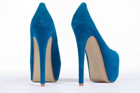 Platformy semišové lodičky modré