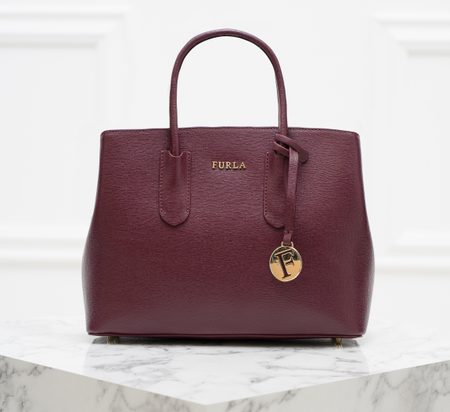 Real leather handbag Furla - Wine -