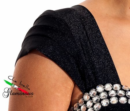 Spoločenské šaty dlhé čierne s kamienkami -