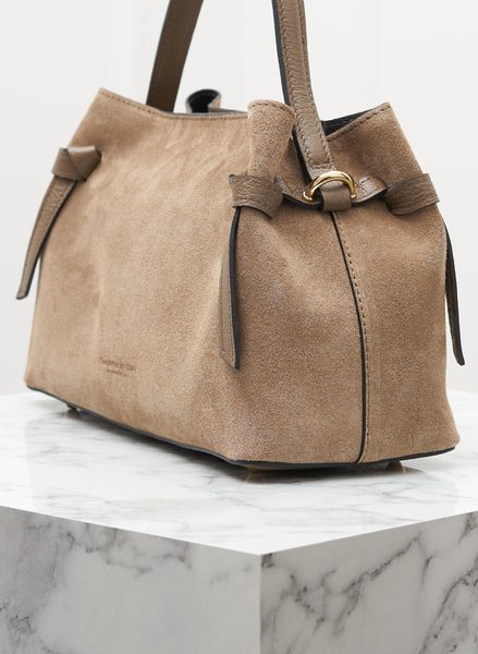 Kožená kabelka z broušené kůže do ruky taupe -