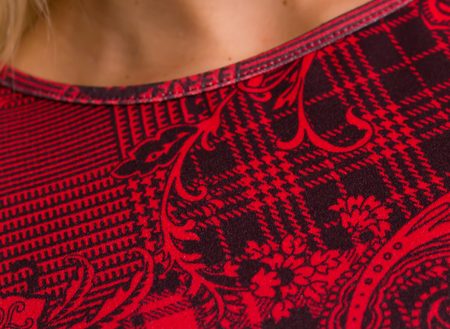 Dámske červeno - čierne šaty / tunika so vzorom -