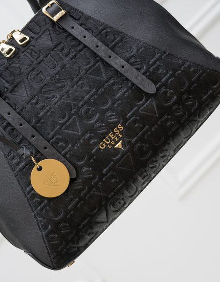 Borsa a mano da donna in pelle Guess Luxe - Nero -