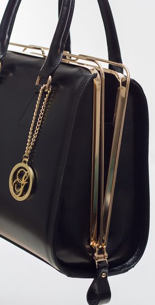 Dámská kožená kabelka kufřík - černá -