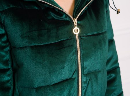 Dámska krátka bunda so zipsom z velúru - zelená -