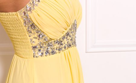 Vestido largo de mujer Due Linee - Amarillo -