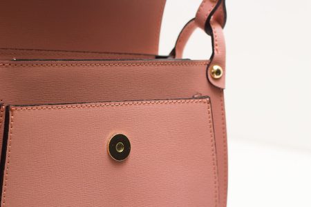 Dámská kožená crossbody kabelka ze safiánové kůže - světle růžová -