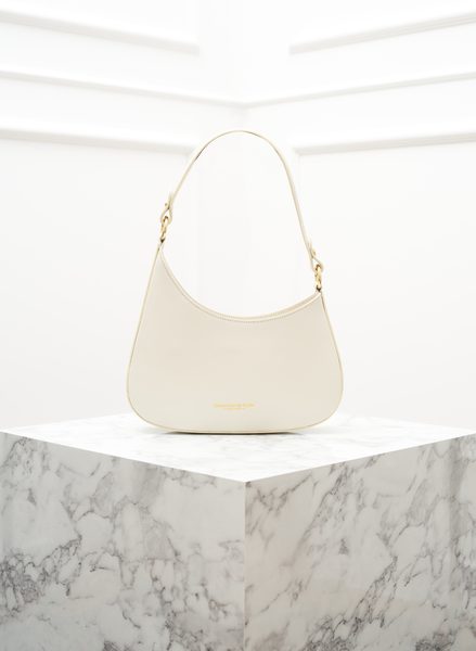 Kožená kabelka ražená béžová -