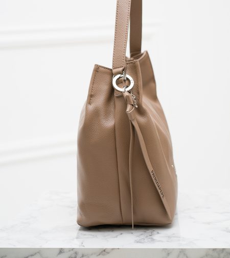 Real leather shoulder bag PATRIZIA PEPE - Beige -