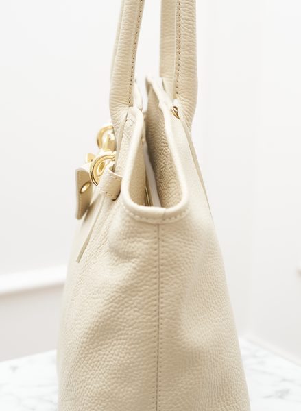 Kožená kabelka přes rameno béžová -