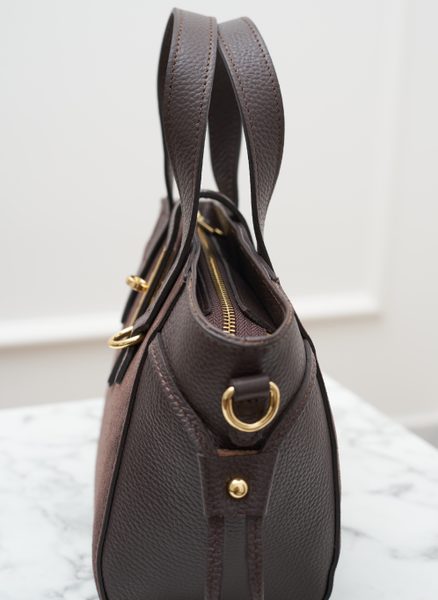 Dámská kožená kabelka do ruky z broušené kůže tmavě hnědá -