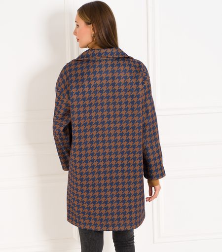 Dámský oversize kabát pepito vzor bronz-modrá -