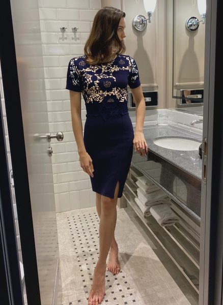 Vestido de encaje de mujer Due Linee - Azul oscuro -