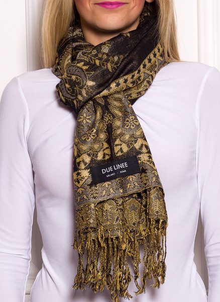 Dámská šála se zlatým motivem - černá -