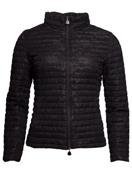 Dámská podzimní bunda s krajkou černá -