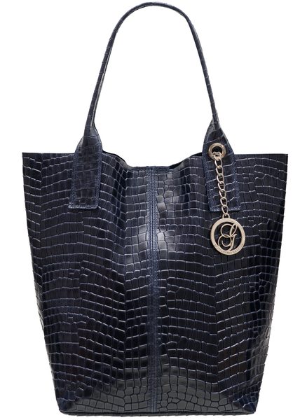 Real leather shopper bag Glamorous by GLAM - Blue -