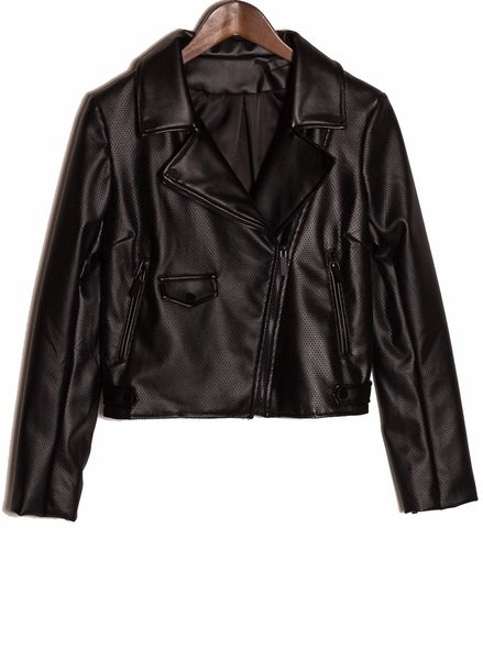 Dámská koženková bunda se zipy - černá -