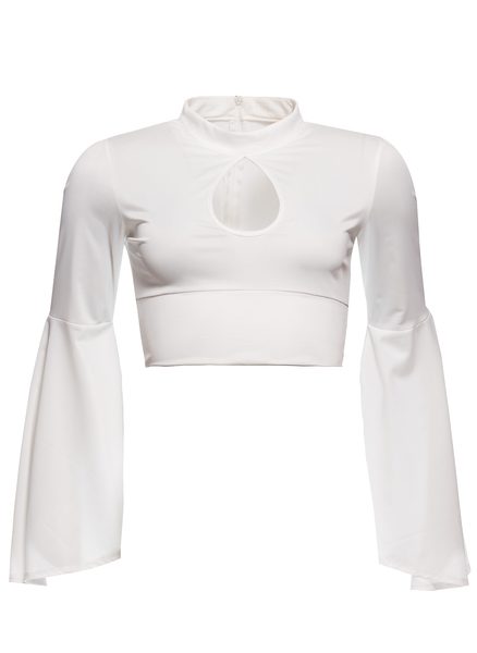 Damski crop-top Due Linee - biały -