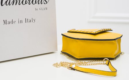 Real leather crossbody bag Glamorous by GLAM - Yellow -