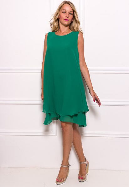 Dámske šifónové dlhšie šaty voľný strih - zelená -