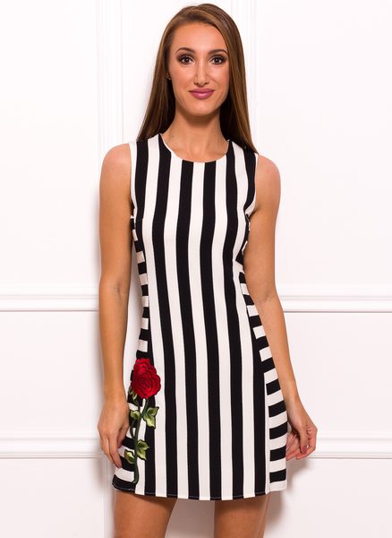 Rochie damă casual Due Linee - Alb-negru -