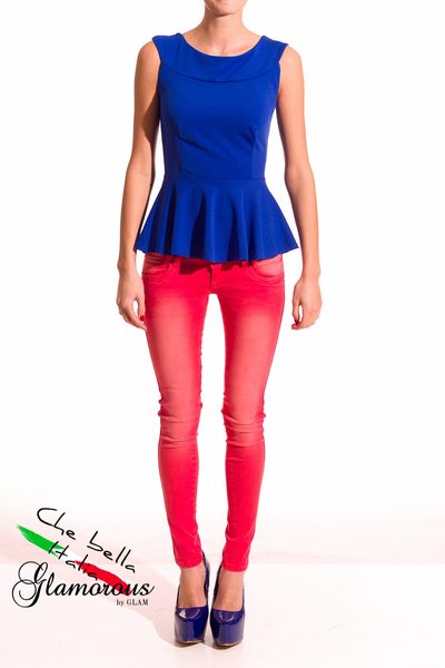 Peplum top modrý -