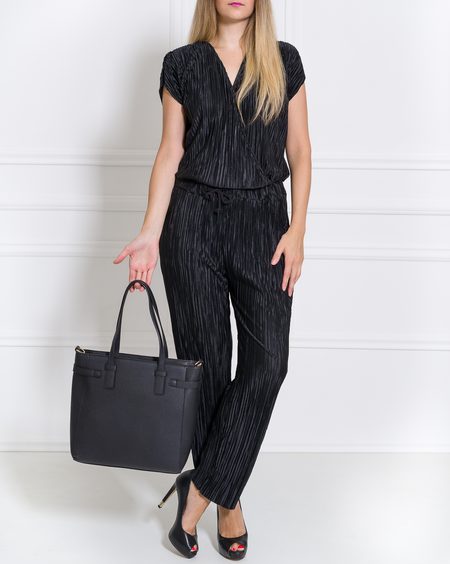 TRU TRUSSARDI Kožená kabelka černá -