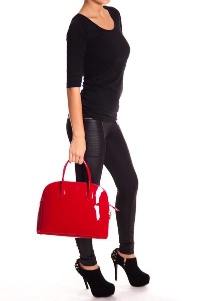 Dámske lakované červená kabelka -