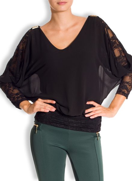 Halenka s krajkou-černá -