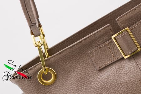 Dámská kožená kabelka se zipem - béžová -