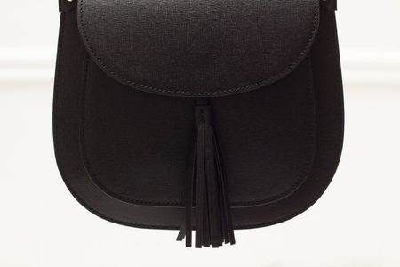Dámská kožená crossbody kabelka ze safiánové kůže - černá -