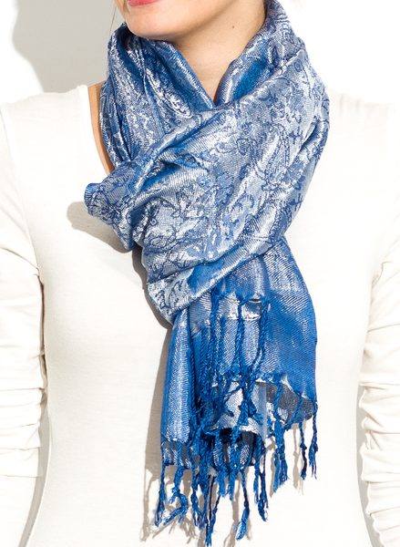 Dámský šátek modrý lesklý -