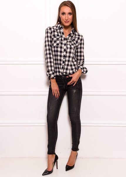 Dámska kockovaná košeľa - biela -