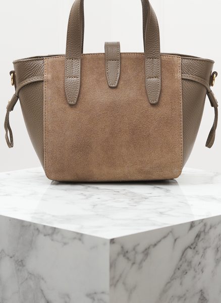 Dámská kožená kabelka do ruky z broušené kůže taupe -
