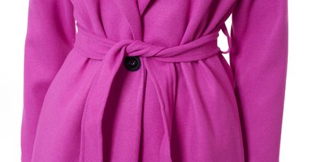 Dámský oversize flaušový kabát s vázáním fialový -