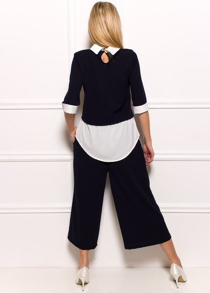 Dámske culottes nohavice 3/4 dĺžka - tmavá modrá -