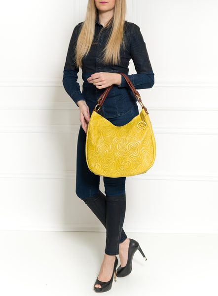 Real leather shoulder bag Glamorous by GLAM - Yellow -