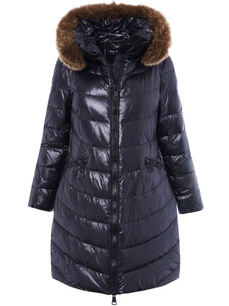 Winter jacket with real fox fur Due Linee - Black -