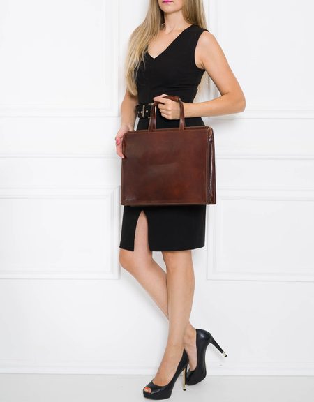 Real leather handbag Glamorous by GLAM - Brown -