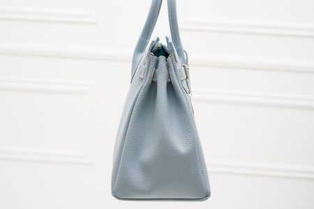 Dámska kožená kabelka so strieborným kovaním - svetlo modrá -