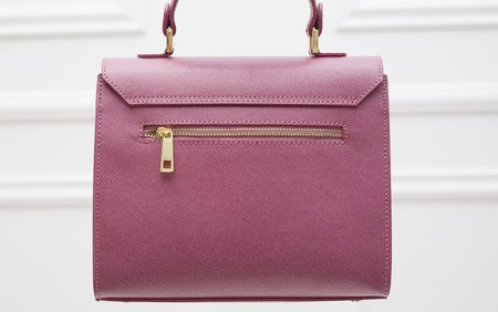 Kožená kabelka ražená do ruky fialovo - bílá -
