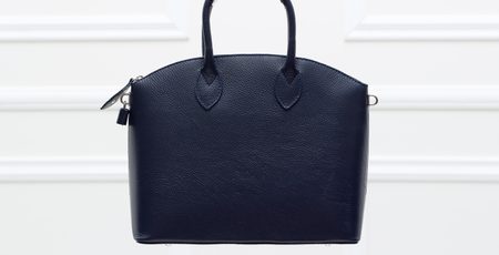 Dámska kožená kabelka menšie do ruky - tmavá modrá -