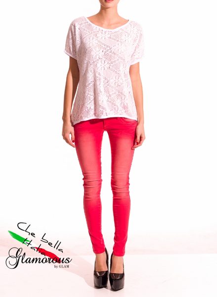 Krajkové tričko bílá -