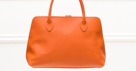 Dámska kožená kabelka zo safiánové kože - oranžová -