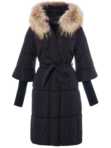 Winter jacket with real fox fur Due Linee - Black -