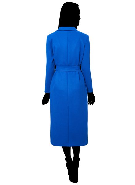 Dámský oversize flaušový kabát s vázáním královsky modrý -